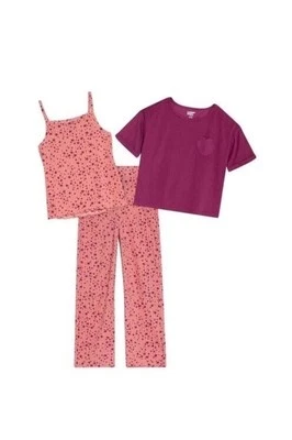 Lands End Pajama Set 3-Piece Sleepwear Star Print Top & Pants Girls XS B77 - Image 1 of 4