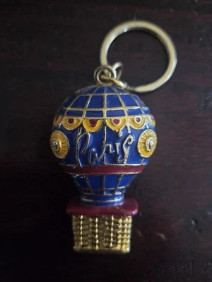 Llavero globo aire caliente París esmalte azul tono dorado recuerdo regalo encanto Foto 1 de 4
