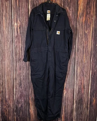 Carhartt FR Fire Resistant Coveralls Men’s 44 Short Navy Blue Cat 2 2112 *READ* - Image 1 of 4