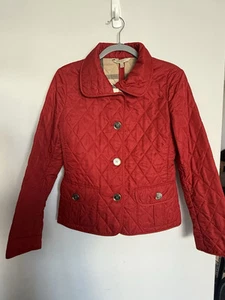 Burberry London Quilted Checked Women Jacket In Red, Size XS - Picture 1 of 8