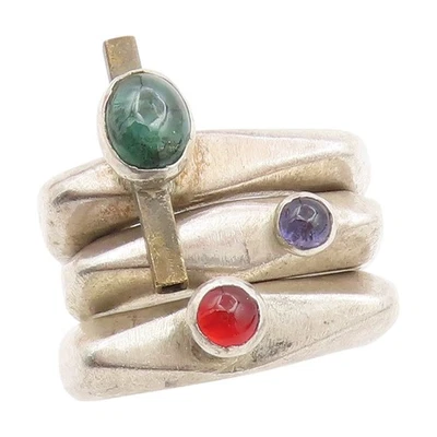 925 Sterling Silver Vintage Ring Cabochon Gemstone Stacking Band  Sz 11  RG34088 - Image 1 of 4