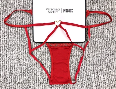 Victoria's Secret NWT Large Red Strappy Heart Hardware Open Back Cheeky Panty - Image 1 of 4