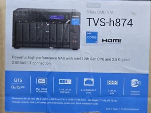QNAP TVS-h874 8 Bay NAS Enclosure i5 12th Gen 32GB Ram TVS-h874-i5-32G-US - Afbeelding 1 van 7