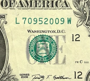 Rare Matching 2009 Series + Serial $10 Bill Federal Reserve Note - Picture 1 of 3