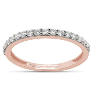 0.30 ct Round Moissanite Eternity Wedding Band Ring In 10k or 14K Gold - Picture 1 of 13