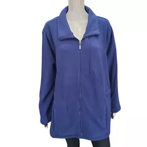 Denim Co Womens Fleece Long Sleeves Zip Front Jacket Size 3X Plus Size Blue - Picture 1 of 11