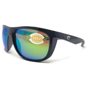 Costa Del Mar Kiwa Sunglasses Shiny Black Polarized Green Mirror 580 KWA 11 OGMP - Picture 1 of 5