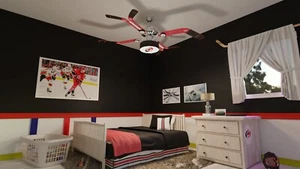 Carolina Hurricanes Hockey Ceiling Fan - Goalie & Player Fan Blades, Home Colors - Picture 1 of 4