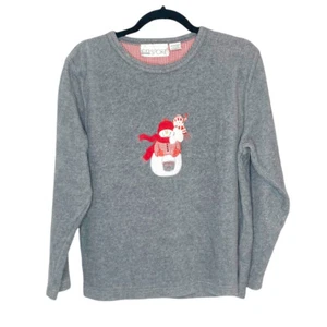 C.D. Sport Grey Snowman Fleece Pullover Size Medium - Picture 1 of 6