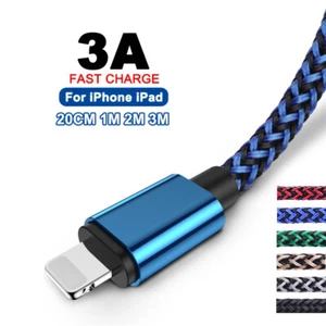 Braided USB Charging Charger Cable Cord for iPhone 14 13 12 11 Pro Max XR 8 iPad - Zdjęcie 1 z 17