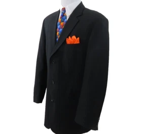 Hugo Boss Black Label Mens Pure Wool Black Blazer Jacket Sport Coat 44 L EUC - Picture 1 of 11