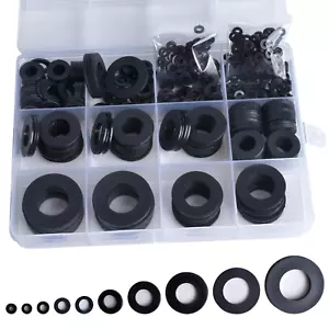 600Pcs 10 Sizes Nylon Flat Washers for Screws Bolts, round Black Plastic Washer - Picture 1 of 12