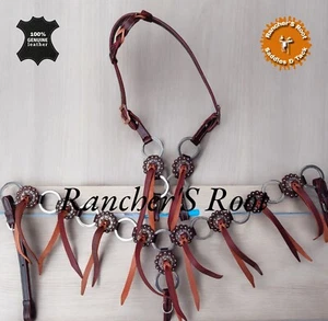 Juego de tachuelas de cuero Western para caballo | Juego de tachuelas de anillo con flecos - Imagen 1 de 3