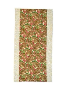 Paisley Table Runner Christmas New Handmade 13" x 41" gold green red - Picture 1 of 7