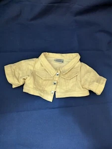 Build A Bear Cream Gold Glitter Denim Jacket Plush outfit Clothing Roleplay - Picture 1 of 6