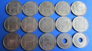 Lot Token Aral 13 x Aral 5 + 2 x Aral mit Loch im meist vz bis unc - Bild 1 von 2