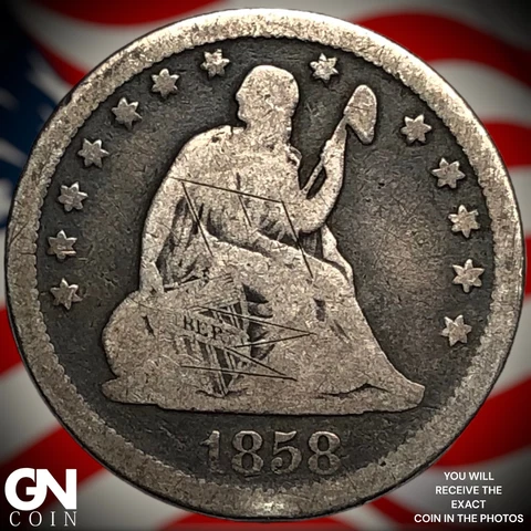 1858 P Seated Liberty Quarter  Q4688 Cover