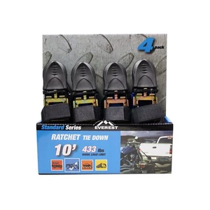 Everest S41101- Tie Down Straps - 4 Pk - 10 Ft- 433 Lbs W.L.L- 1299 Lb Break - Picture 1 of 1