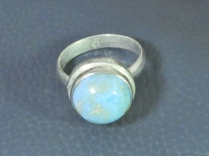 Natural Blue Larimar Solid 925 Sterling Silver Handmade Round Ring Size US-9 - Picture 1 of 10