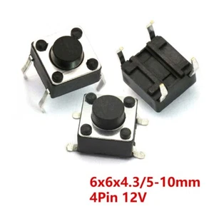6×6×5mm Micro Tact Switch SMD Copper Tactile Push Button Circuit Board 4Pin - Picture 1 of 9