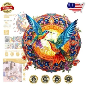 Unique Mandala Hummingbird Puzzle - 670 Pieces, Perfect Family Activity & Gift - Picture 1 of 9
