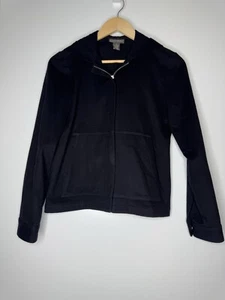 BANANA REPUBLIC Womens XS Hooded Full Zip Black Wool Cashmere Blend Jacket Coat - Picture 1 of 7
