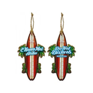 Do Not Disturb Welcome Hawaii Surfboard Door Knob Hanger Aloha Mahalo Sign - Picture 1 of 5