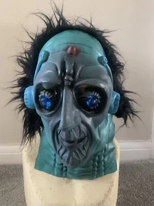 Horror Halloween Vintage Alien Robot Soft Vinyl Mask With Black Hair - Picture 1 of 5