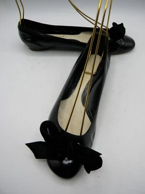 MARC JACOBS Italia charol negro punta redonda detalle de lazo planos talla EU 38 Foto 1 de 4