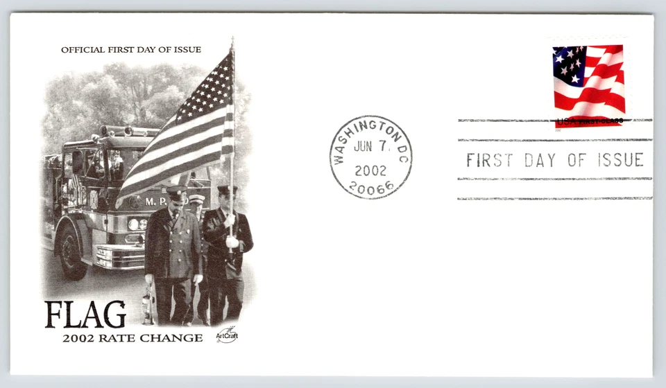 First Day Cover Flag 2002 Rate Change 06/07/2002 - Image 1 of 2