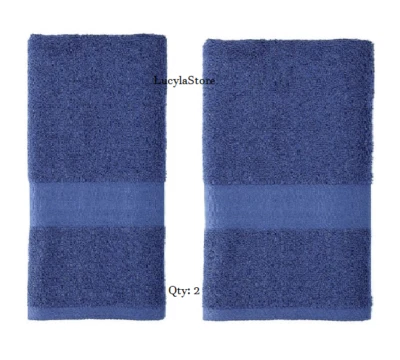 2 Toallas de Baño Sólidas Azul Marino Brillante 100% Algodón Hechas en Verde India OekoTex The Big One Foto 1 de 4