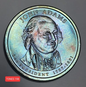 2007-P UNC MONSTER TONED JOHN ADAMS PRESIDENTIAL DOLLAR BIG BLUE TONES198  - Bild 1 von 2