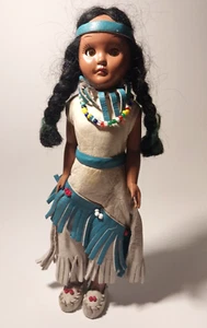 Vintage Native American Sleep Eye Doll Leather & Beads Clothes 7.5" Pretty! - Picture 1 of 6