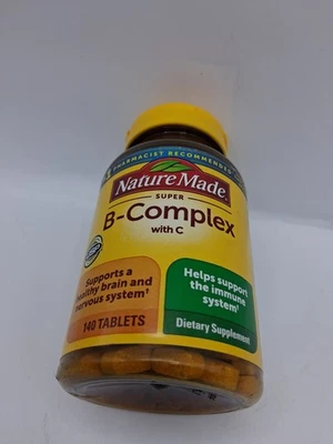 Complejo súper B hecho en la naturaleza con vitamina C 140 comprimidos #1 recomendado por farmacéutico Foto 1 de 3