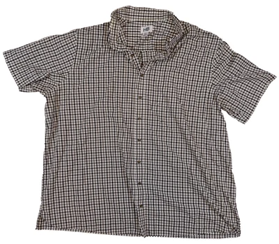HB Mens 3XLT Short Sleeve Button Up Shirt Checkered Plaid Black Gray Big & Tall - Image 1 of 4
