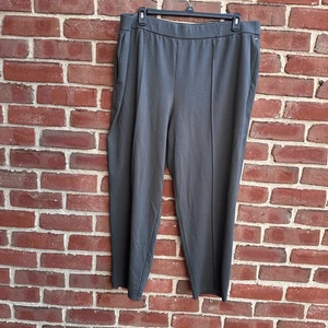 Eileen Fisher $198 Washable Flex Ponte Pintuck Pants gray 2X NWOT - Picture 1 of 7