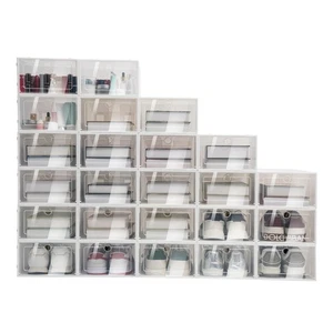 24 pcs Shoe Storage Boxes Plastic Organizer Rack Containers Men Women Cabinet - Picture 1 of 16