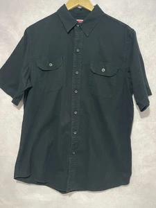Wrangler Shirt Men's Button Up Short Sleeve Plaid Black Size M #346 - Picture 1 of 6