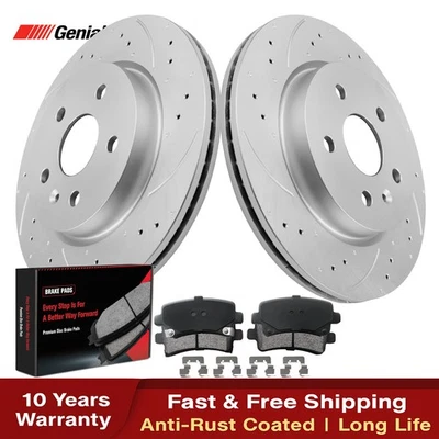 Rear Drilled Rotors Ceramic Brake Pads For 2010 2011 2012- 2016 Buick LaCrosse Foto 1 de 4