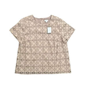 J Jill Womens 1X Dusty Rose Pink Lace Overlay Short Sleeve Chablis Blouse Lined - Picture 1 of 7