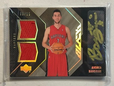 Andrea Bargnani 2006-07 Upper Deck Black /15 Gold Ink Dual Jersey Auto RC Sealed - Image 1 of 2