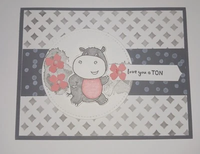 Premade Card With Envelope - Happy Hippos  - Image 1 of 2