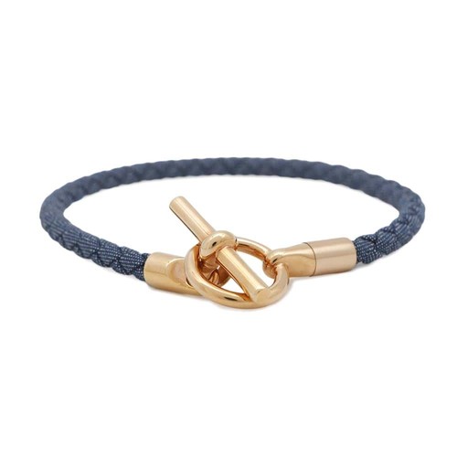 HERMÈS Bracciale HERMES Grenan Single Tour Jean Cotone Metallo Jean Brut