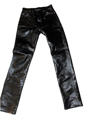Vintage Wrangler  Shiny Black PVC Vinyl Supermodel PANTS Jeans 11x36 Rare - Image 1 of 4