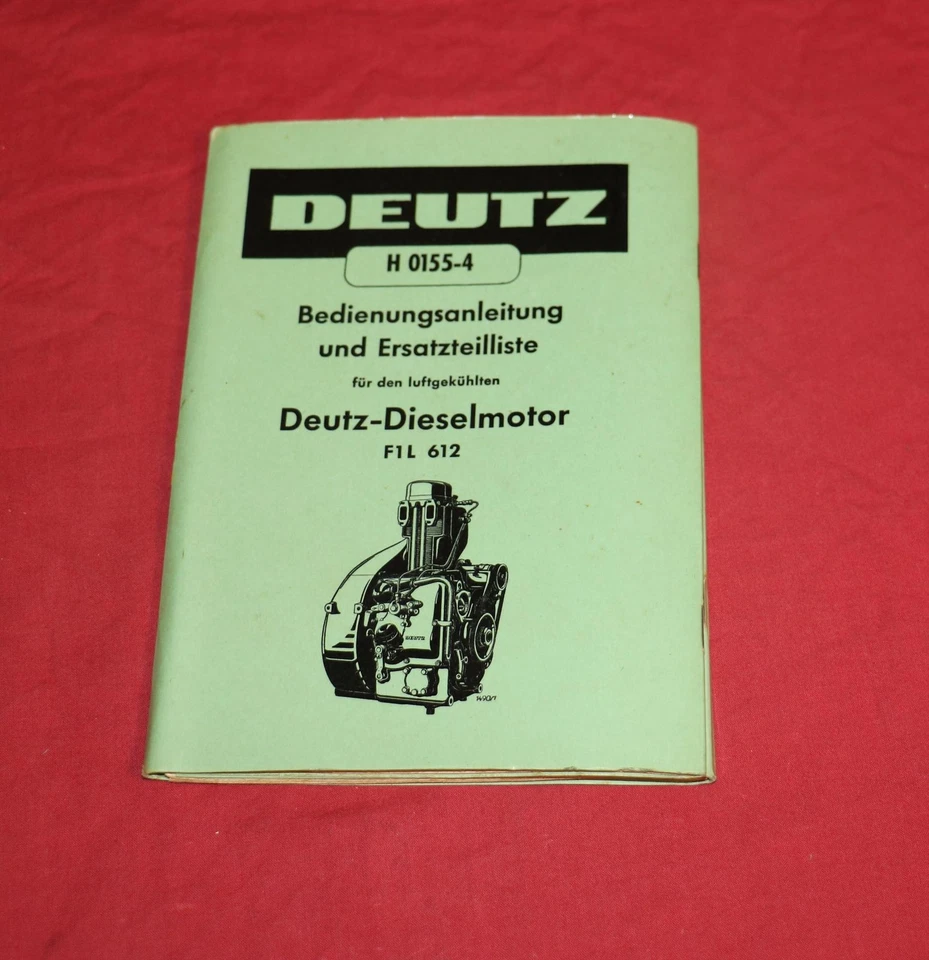 Betriebsanleitung DEUTZ F 1 L 612 luftgekühlt 1 Zylinder Motor Ersatzteilliste - Bild 1 von 1