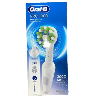 Новый запечатанный Oral b Pro 1000 зубная щетка электрический перезаряжаемый Oralb белый Бесплатная доставка - Изображение 1 из 4