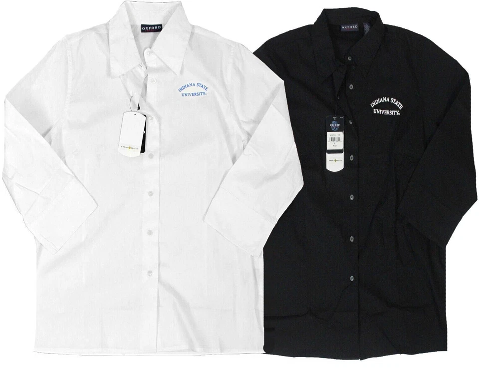 NCAA Indiana State University Sycamores Women's 3/4 Sleeve Button Blouse Shirt - Image 1 of 1