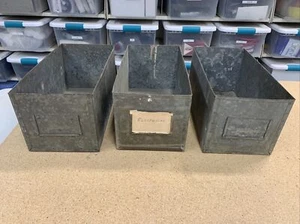 Vintage Galvanized Square Tin Box Storage 12x6x6 (3 Pack) - Picture 1 of 19