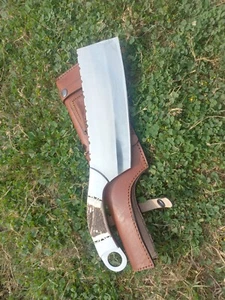 SCHÖNES handgefertigtes Klingenbeil aus Kohlenstoffstahl, Kochbeil, Hirschhorngriff + Scheide - Bild 1 von 5