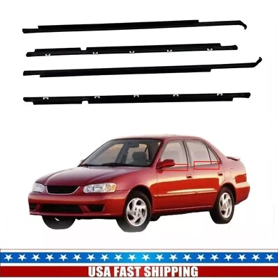 Para Toyota 1995-2002 Corolla 4 piezas sellos de resistencia para puerta ventana de vidrio izquierda y derecha Foto 1 de 4